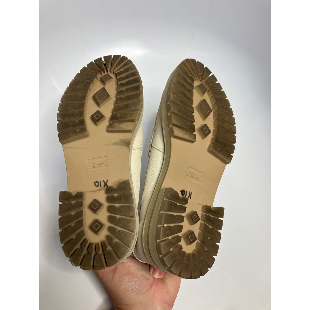 Toms ivory leather loafers women's size 7 trendy business casual soft grunge - Picture 7 of 8